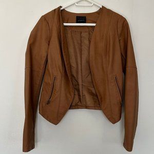 Dynamite Vegan Fitted Leather Jacket Women's M Chestnut
